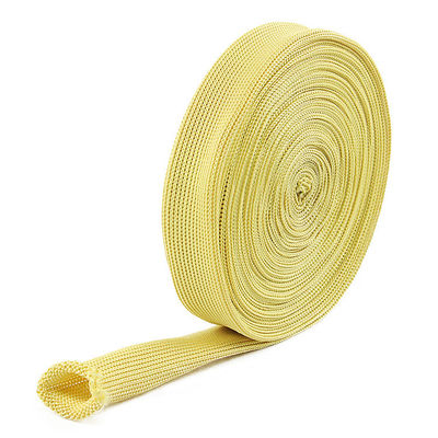 Tela a maglia a prova di fuoco gialla 20 mm di larghezza Tela tubolare Kevlar