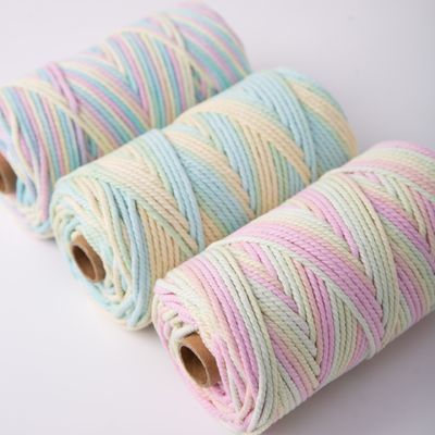 ISO9001 Corda di cotone a treccia massiccia colorata 3 mm torciata a macrame
