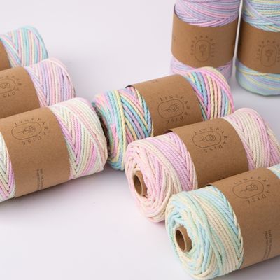 ISO9001 Corda di cotone a treccia massiccia colorata 3 mm torciata a macrame