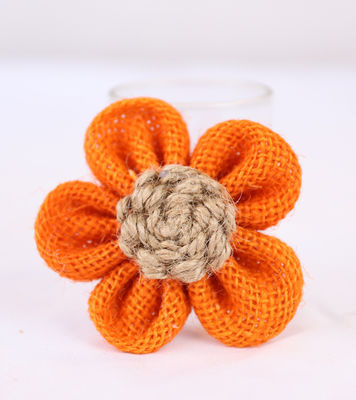 Fiori a nastro di 8 cm Diy Orange Black Jute Rope Flower