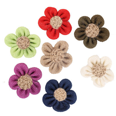 Fiori a nastro di 8 cm Diy Orange Black Jute Rope Flower