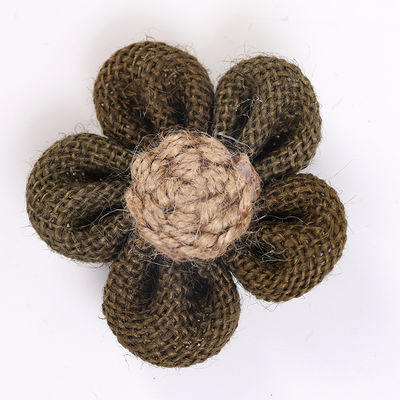 Fiori a nastro di 8 cm Diy Orange Black Jute Rope Flower