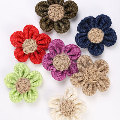 Fiori a nastro di 8 cm Diy Orange Black Jute Rope Flower