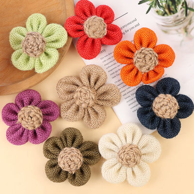Fiori a nastro di 8 cm Diy Orange Black Jute Rope Flower