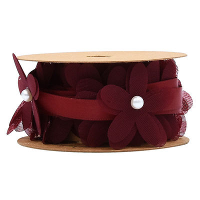40mm*2m Polyester Fiore Nastro Trim OEM ODM Fiore Nastro Pizzo