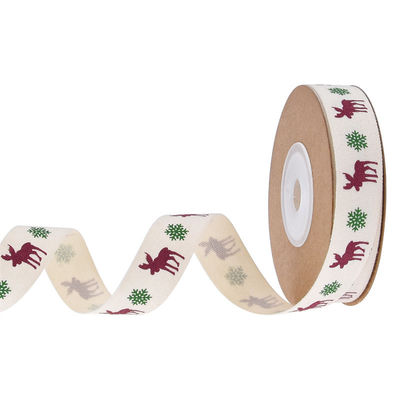 15 mm*3y Nastro regalo di Natale Nastro di cotone bianco stampato per i regali