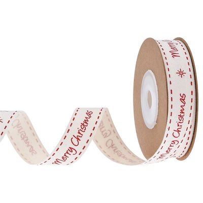 15 mm*3y Nastro regalo di Natale Nastro di cotone bianco stampato per i regali