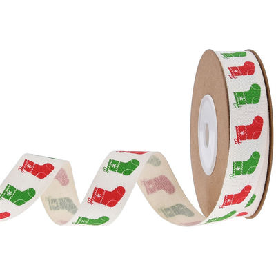 15 mm*3y Nastro regalo di Natale Nastro di cotone bianco stampato per i regali