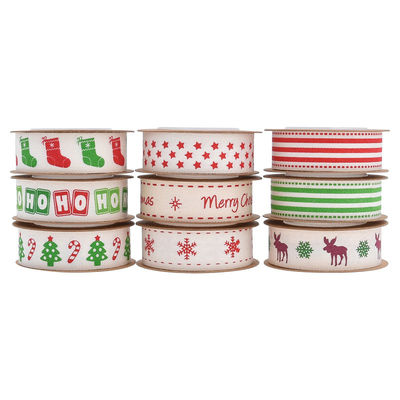 15 mm*3y Nastro regalo di Natale Nastro di cotone bianco stampato per i regali
