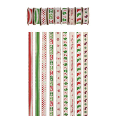 15 mm*3y Nastro regalo di Natale Nastro di cotone bianco stampato per i regali