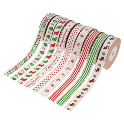 15 mm*3y Nastro regalo di Natale Nastro di cotone bianco stampato per i regali