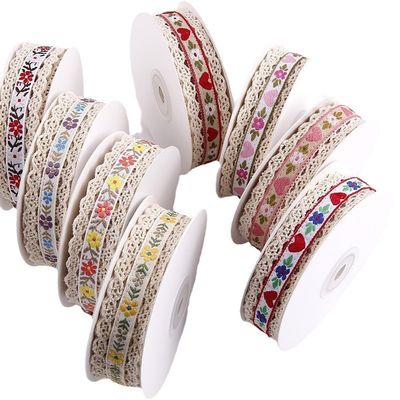 2.5cm Lace Flroal Jacquard Ribbon Gift Packing Polyester Ribbon per l'imballaggio