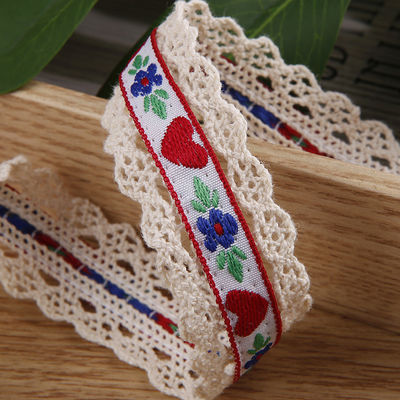 2.5cm Lace Flroal Jacquard Ribbon Gift Packing Polyester Ribbon per l'imballaggio