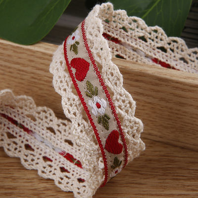 2.5cm Lace Flroal Jacquard Ribbon Gift Packing Polyester Ribbon per l'imballaggio