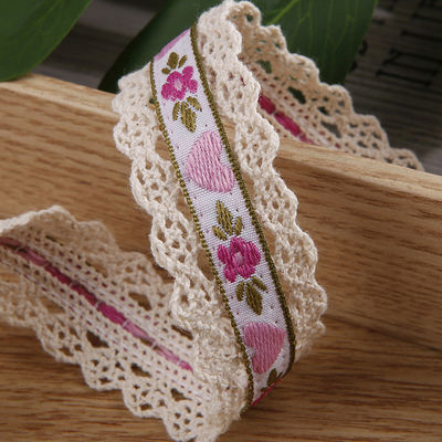 2.5cm Lace Flroal Jacquard Ribbon Gift Packing Polyester Ribbon per l'imballaggio