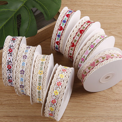 2.5cm Lace Flroal Jacquard Ribbon Gift Packing Polyester Ribbon per l'imballaggio
