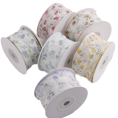 Nastro organico da 40 mm 50 mm con nastro di poliestere a stampa floreale OEM Eco Friendly