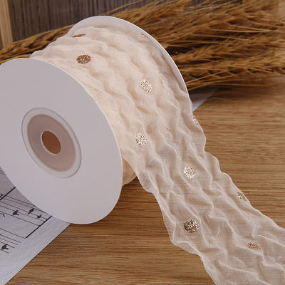 Nastro organico da 50 mm con disegno a puntine in foglio d'oro stampato in poliestere Nastro organico OEM Eco Friendly