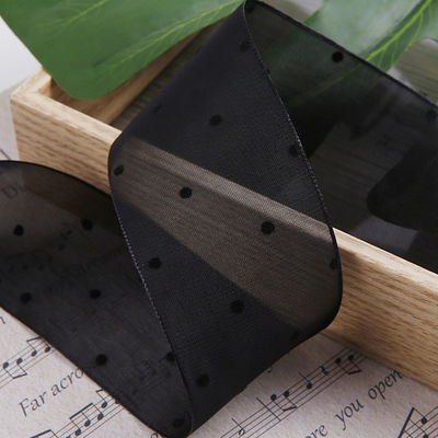 25mm-50mm Organza Ribbon con Disegno a Punto Stampato Polyester Organza Ribbon OEM Eco Friendly