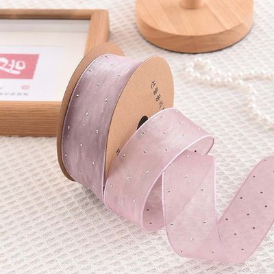 4cm*18m Distintivo Diamante Poliestere Organza Nastro Nastro regalo di alta qualità