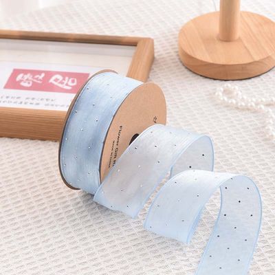 4cm*18m Distintivo Diamante Poliestere Organza Nastro Nastro regalo di alta qualità