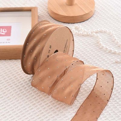 4cm*18m Distintivo Diamante Poliestere Organza Nastro Nastro regalo di alta qualità