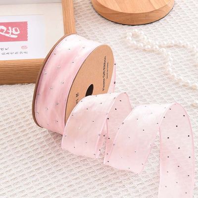 4cm*18m Distintivo Diamante Poliestere Organza Nastro Nastro regalo di alta qualità