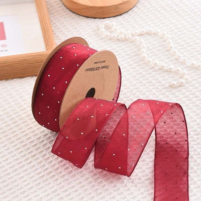 4cm*18m Distintivo Diamante Poliestere Organza Nastro Nastro regalo di alta qualità
