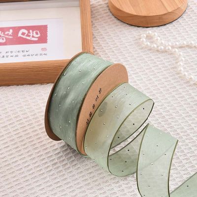4cm*18m Distintivo Diamante Poliestere Organza Nastro Nastro regalo di alta qualità