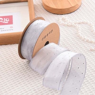 4cm*18m Distintivo Diamante Poliestere Organza Nastro Nastro regalo di alta qualità