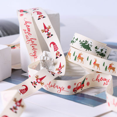 16mm*100y Buon Natale Nastro di cotone stampato Nastro di cotone personalizzato