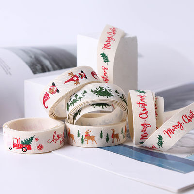 16mm*100y Buon Natale Nastro di cotone stampato Nastro di cotone personalizzato