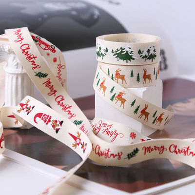16mm*100y Buon Natale Nastro di cotone stampato Nastro di cotone personalizzato