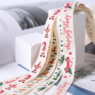 16mm*100y Buon Natale Nastro di cotone stampato Nastro di cotone personalizzato