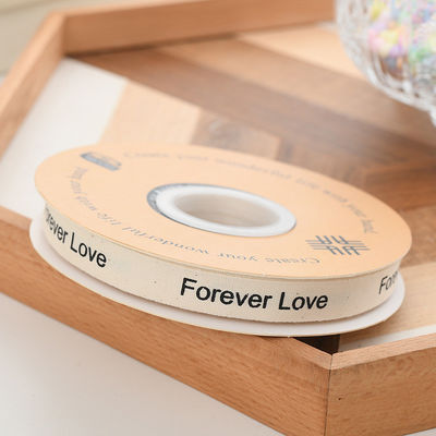 13mm Logo Nastro di cotone letterario Bouquet di fiori freschi Decorazione di torta Scatola regalo Nastro fai da te Materiale nastro di imballaggio