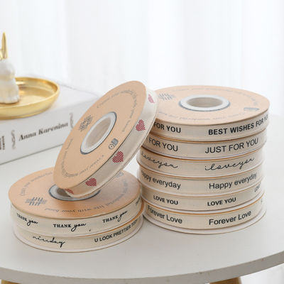 13mm Logo Nastro di cotone letterario Bouquet di fiori freschi Decorazione di torta Scatola regalo Nastro fai da te Materiale nastro di imballaggio