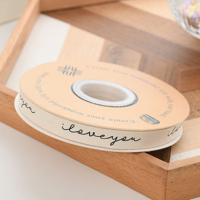 13mm Logo Nastro di cotone letterario Bouquet di fiori freschi Decorazione di torta Scatola regalo Nastro fai da te Materiale nastro di imballaggio