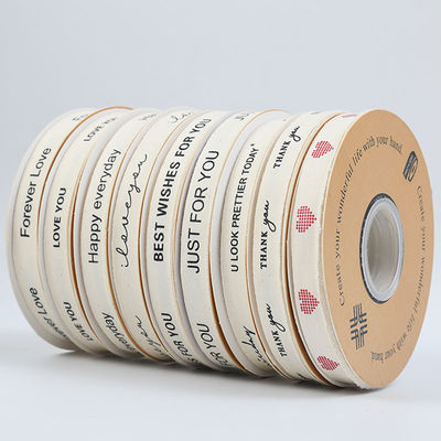13mm Logo all'ingrosso Nastro di cotone Stile letterario Imballaggio di fiori Scatola regalo Decorazione Nastro Torta Bouquet