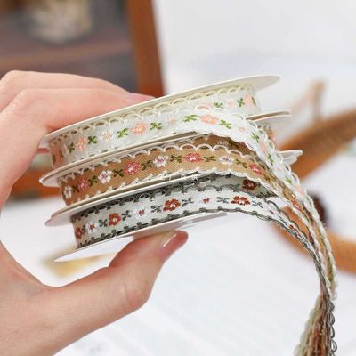15mm*50y Nastro Pastorale Floreale di Cotone Torta da Forno Nastro Arco DIY Materiale Decorazione Nastro Fiore Bouquet Packaging