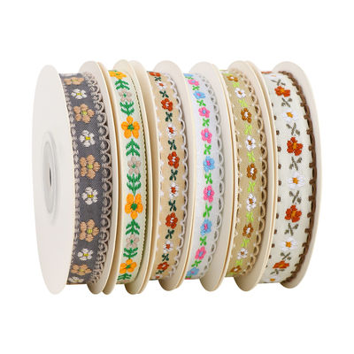 15mm*50y Nastro Pastorale Floreale di Cotone Torta da Forno Nastro Arco DIY Materiale Decorazione Nastro Fiore Bouquet Packaging