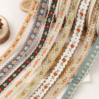15mm*50y Nastro Pastorale Floreale di Cotone Torta da Forno Nastro Arco DIY Materiale Decorazione Nastro Fiore Bouquet Packaging