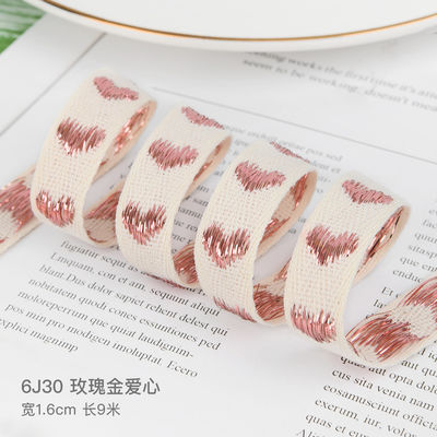 16mm*9m Heart Pattern Jacquard Nastro di cotone per accessori di abbigliamento