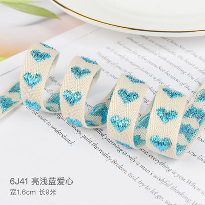 16mm*9m Heart Pattern Jacquard Nastro di cotone per accessori di abbigliamento