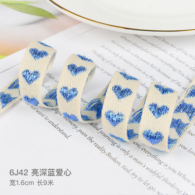 16mm*9m Heart Pattern Jacquard Nastro di cotone per accessori di abbigliamento