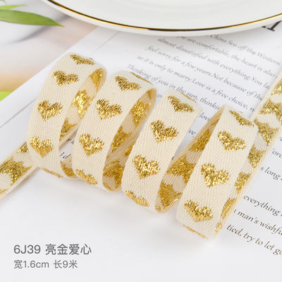 16mm*9m Heart Pattern Jacquard Nastro di cotone per accessori di abbigliamento