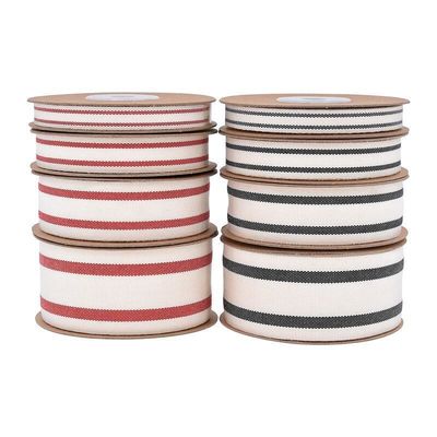 10mm-38mm*10y Black And Red Striped Cotton Ribbon per imballaggio regalo e accessori per abbigliamento