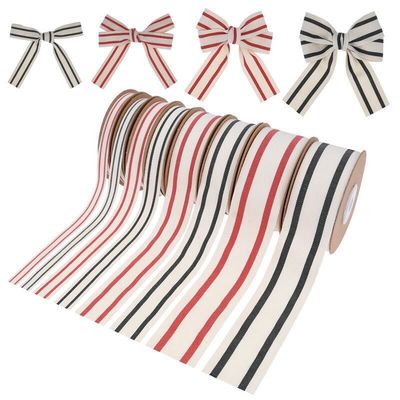 10mm-38mm*10y Black And Red Striped Cotton Ribbon per imballaggio regalo e accessori per abbigliamento