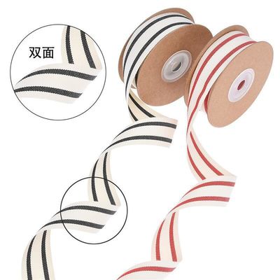 10mm-38mm*10y Black And Red Striped Cotton Ribbon per imballaggio regalo e accessori per abbigliamento